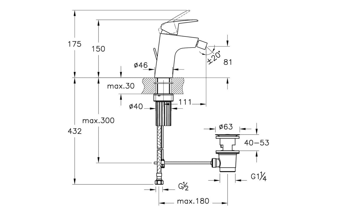 VitrA Flow Round Bidet Mixer - Chrome VTTS1206