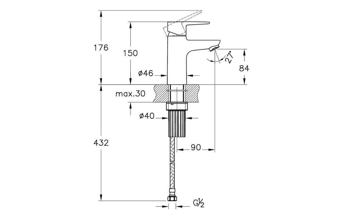 VitrA Flow Soft Basin Mixer Chrome VTTS1174