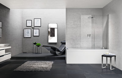 Novellini Young 1BSV BATH SCREEN WITH 2 FOLDING DOORS Chrome 1200mm