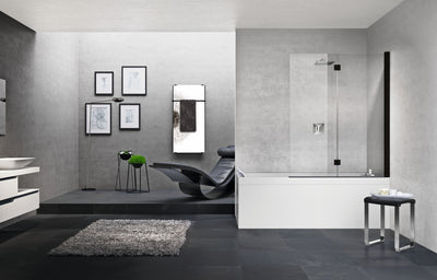 Novellini Young 1BSV BATH SCREEN WITH 2 FOLDING DOORS Black 1200mm