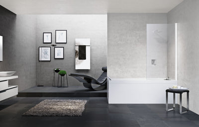 Novellini Young 900mm 2.0 1V Bath Screen with Full Pivoting Door White