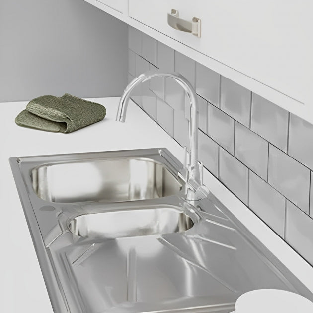Abode Matrix 1.5 LH Bowl Undermount Kitchen Sink with Nexa Sink Tap 572mm L x 450mm W - Stainless Steel