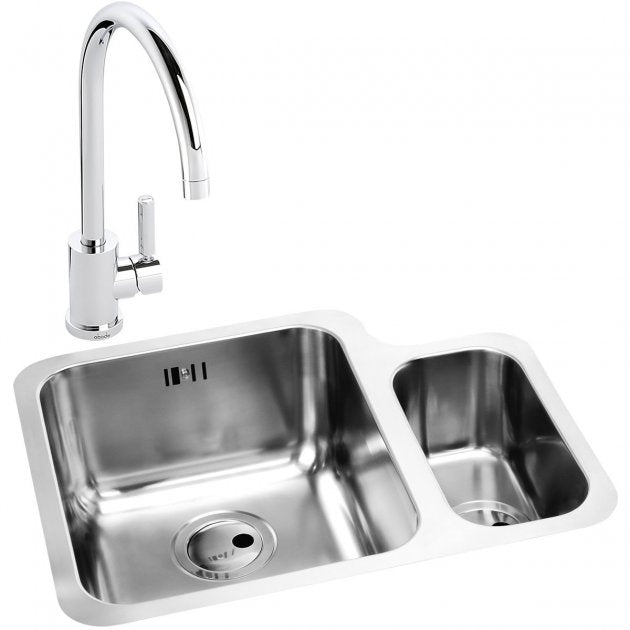 Abode Matrix 1.5 LH Bowl Undermount Kitchen Sink with Atlas Sink Tap 572mm L x 450mm W - Stainless Steel