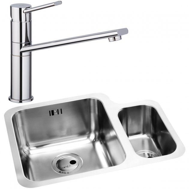 Abode Matrix 1.5 LH Bowl Undermount Kitchen Sink with Specto Sink Tap 572mm L x 450mm W - Stainless Steel