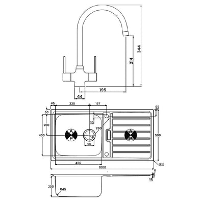 Abode Neron 1.0 Bowl Inset Kitchen Sink with Nexa Sink Tap 1000mm L x 500mm W - Stainless Steel