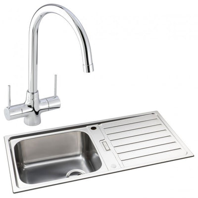 Abode Neron 1.0 Bowl Inset Kitchen Sink with Nexa Sink Tap 1000mm L x 500mm W - Stainless Steel