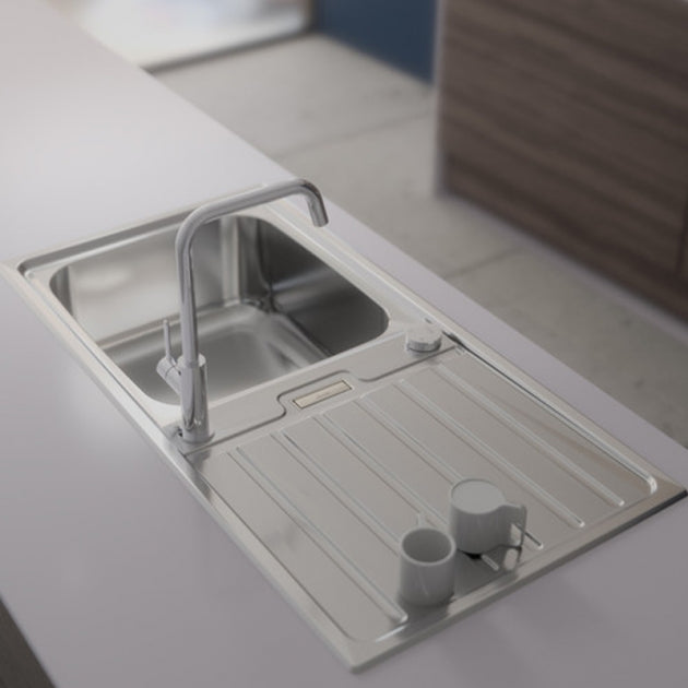 Abode Neron 1.0 Bowl Inset Kitchen Sink with Atlas Sink Tap 1000mm L x 500mm W - Stainless Steel