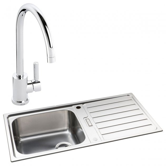 Abode Neron 1.0 Bowl Inset Kitchen Sink with Atlas Sink Tap 1000mm L x 500mm W - Stainless Steel