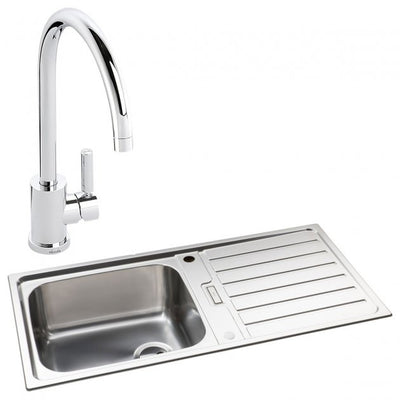 Abode Neron 1.0 Bowl Inset Kitchen Sink with Atlas Sink Tap 1000mm L x 500mm W - Stainless Steel
