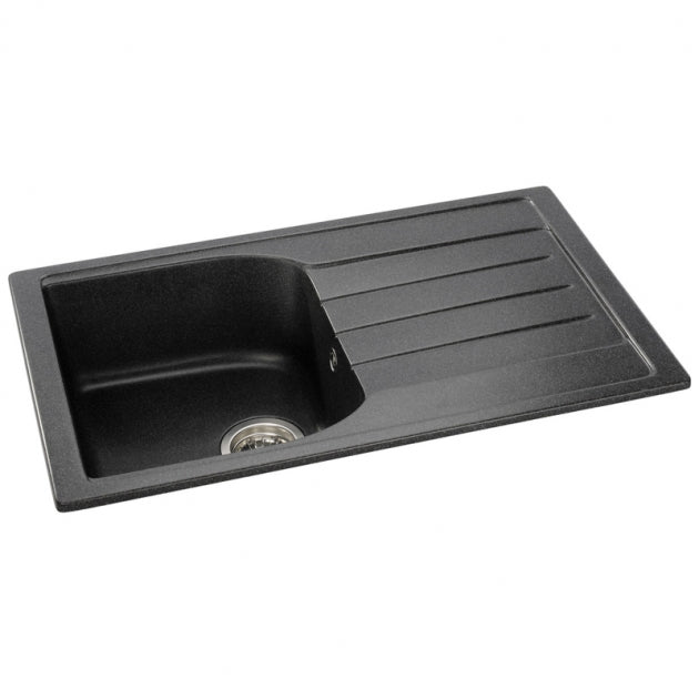 Abode Oriel 1.0 Bowl Granite Inset Kitchen Sink with Nexa Sink Tap 780mm L x 480mm W - Black