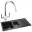Abode Oriel 1.5 Bowl Granite Inset Kitchen Sink with Astral Sink Tap 950mm L x 480mm W - Black