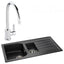 Abode Oriel 1.5 Bowl Granite Inset Kitchen Sink with Atlas Sink Tap 950mm L x 480mm W - Black