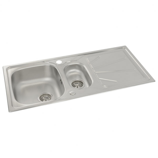 Abode Trydent 1.5 Bowl Inset Kitchen Sink with Atlas Sink Tap 1000mm L x 500mm W - Stainless Steel