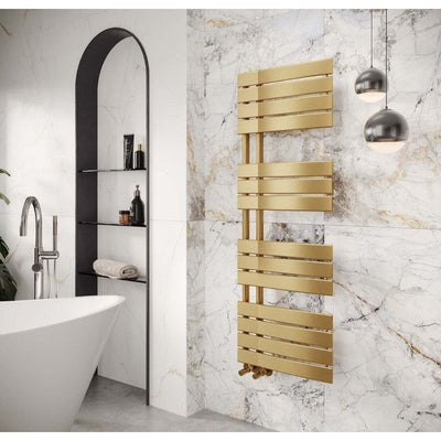 Alpha Brushed Gold Heated Towel Rail - 1400x550mm