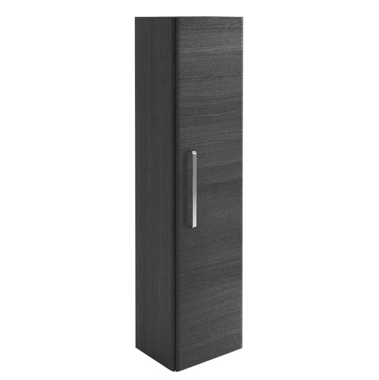 Elsa Wall Mounted Tall Storage Cabinet in Textured Black with Chrome Handle