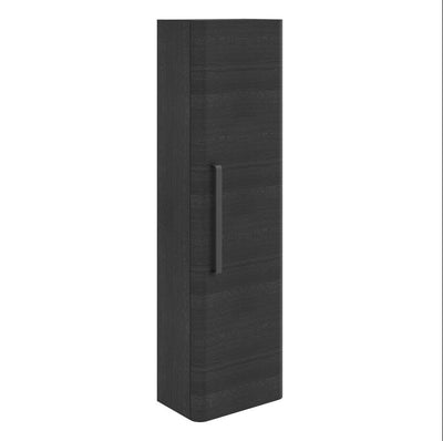Elsa Wall Mounted Tall Storage Cabinet in Textured Black with Matt Black Handle