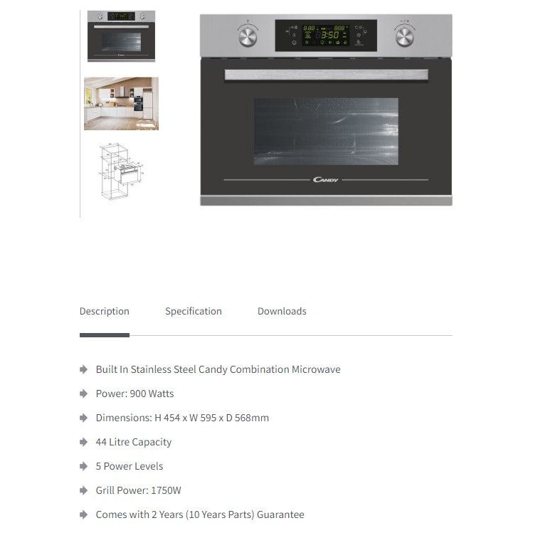 Candy MIC440VNTX-80 B/I Combination Microwave & Oven - St/Steel