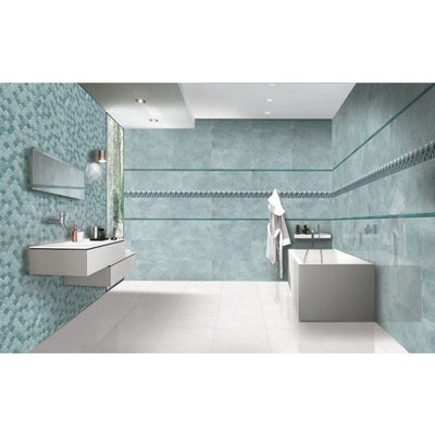 Chase Turquoise Gloss Décor Ceramic Tile – 600x300mm - N23