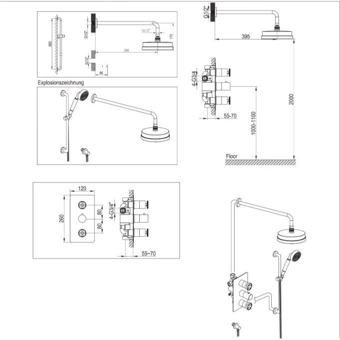 Alpha Concealed Valve Shower Pack – Brushed Nickel