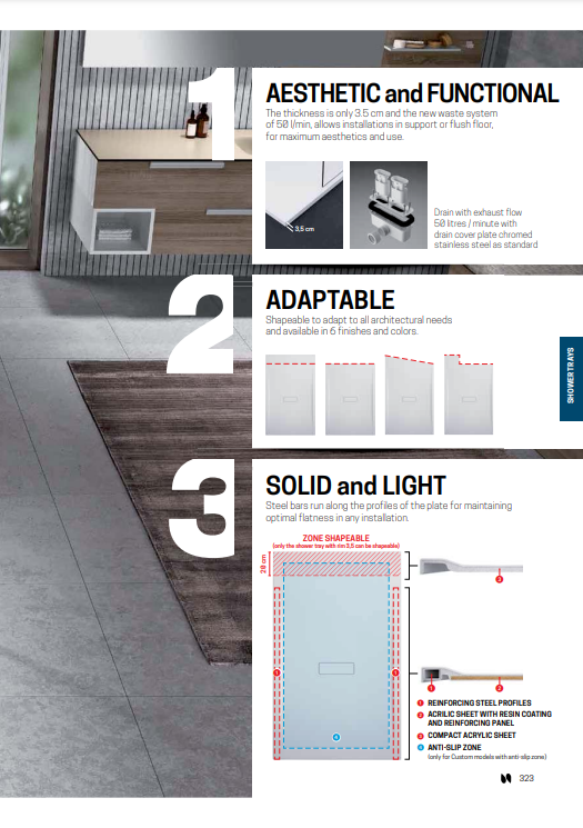 Novellini Custom Touch Shower Tray 1200x1000x35mm - Grey