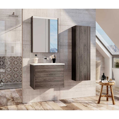Deane 500mm Wall Hung Vanity Unit in Grey Linear