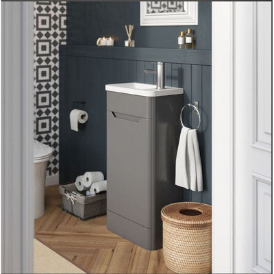 Eon 450mm Floor Standing Cloakroom Vanity Unit in Charcoal