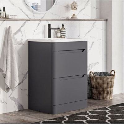 Eon Floor Standing 600mm Vanity Unit in Charcoal