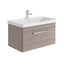 Elsa 800mm Wall Mounted Vanity Unit & Basin in Stone Grey with Chrome Handles