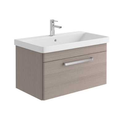 Elsa 800mm Wall Mounted Vanity Unit & Basin in Stone Grey with Chrome Handles