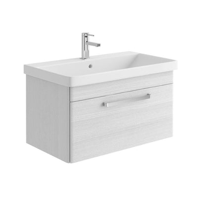 Elsa 800mm Wall Mounted Vanity Unit & Basin in Textured White with Chrome Handles