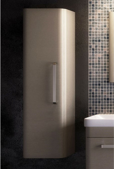 Elsa Wall Mounted Tall Storage Cabinet in Stone Grey with Chrome Handle