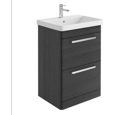 Elsa 500mm Floor Standing Vanity Unit & Basin in Textured Black with Chrome Handles