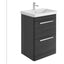 Elsa 600mm Floor Standing Vanity Unit & Basin in Textured Black with Chrome Handles