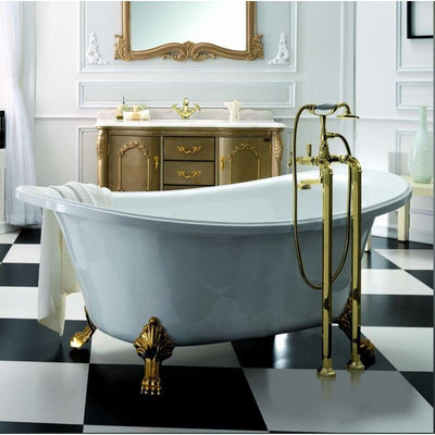 Avondale Floor Standing Bath Shower Mixer Tap - English Gold