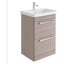 Elsa 500mm Floor Standing Vanity Unit & Basin in Stone Grey with Chrome Handles