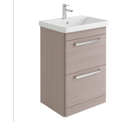 Elsa 600mm Floor Standing Vanity Unit & Basin in Stone Grey with Chrome Handles