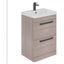 Elsa 600mm Floor Standing Vanity Unit & Basin in Stone Grey with Matt Black Handles