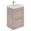 Elsa 500mm Floor Standing Vanity Unit & Basin in Stone Grey with Brushed Gold Handles