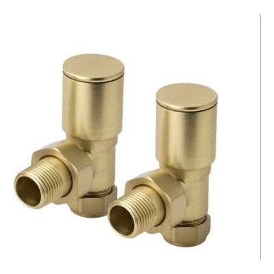 Round Brushed Gold Angled Pair of Radiator Valves N23