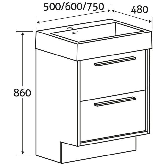 Hermoine 600mm Floor Standing Vanity Unit & Basin - Light Sawn Oak