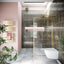 Hopper Brushed Gold Clear Glass Shower Screen 680mm inc 300mm Single Frame Return Panel N23