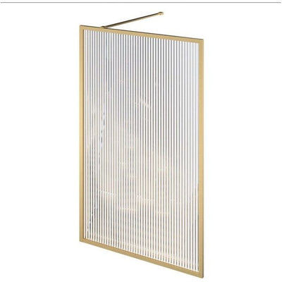 Hopper Brushed Gold Frame Bath Screen - Fluted Glass