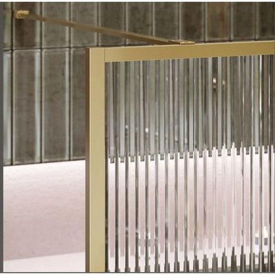 Hopper Brushed Gold Frame Shower Screen - Fluted Glass 980mm