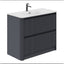 Jack 1000mm Ribbed Floorstanding Vanity Unit with Drawers in Charcoal with Gloss White Ceramic Basin N24
