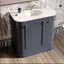 Louise 900mm Curved Vanity Unit in Midnight Grey with Marble Top and Ceramic Basin