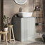 Lucy 650mm Floor Standing Vanity Unit in Light Grey Gloss with Grey Marble Worktop