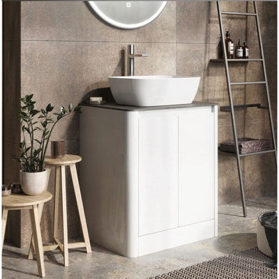 Lucy 650mm Floor Standing Vanity Unit in Gloss White with Italian Slate Worktop