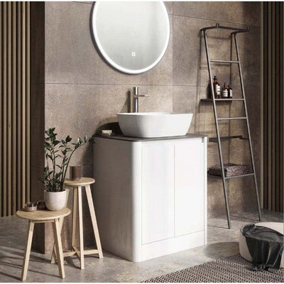 Lucy 550mm Floor Standing Vanity Unit in Gloss White with Italian Slate Worktop
