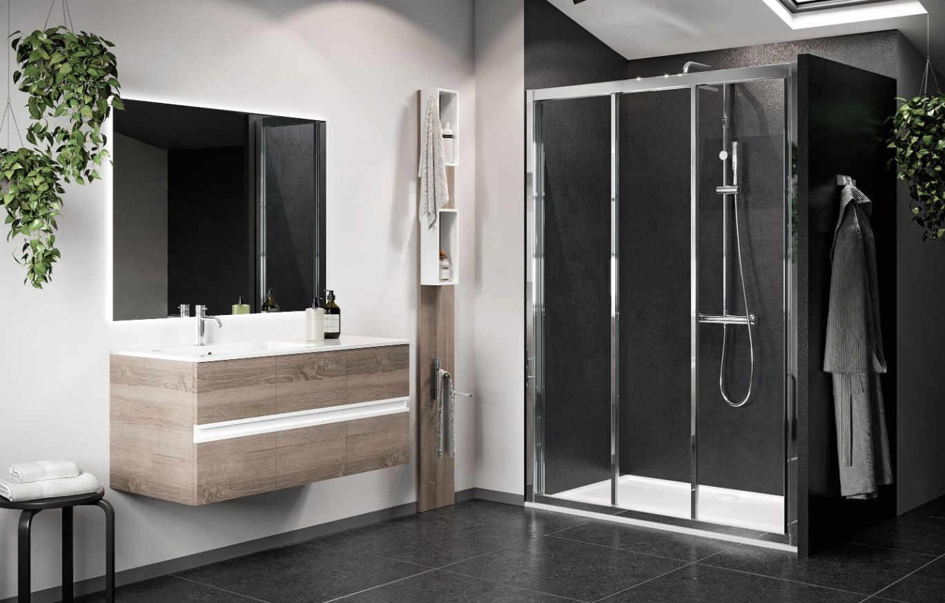 Novellini Lunes 2.0 Three Part Sliding Door - Chrome