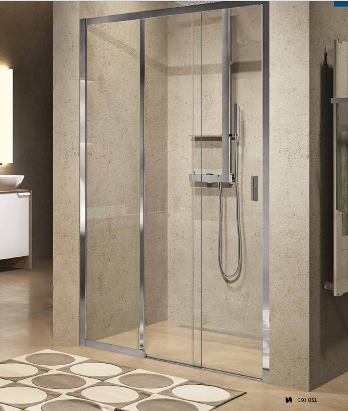 Novellini Lunes 2.0 3P Three Sliding Panel Shower Door In Chrome